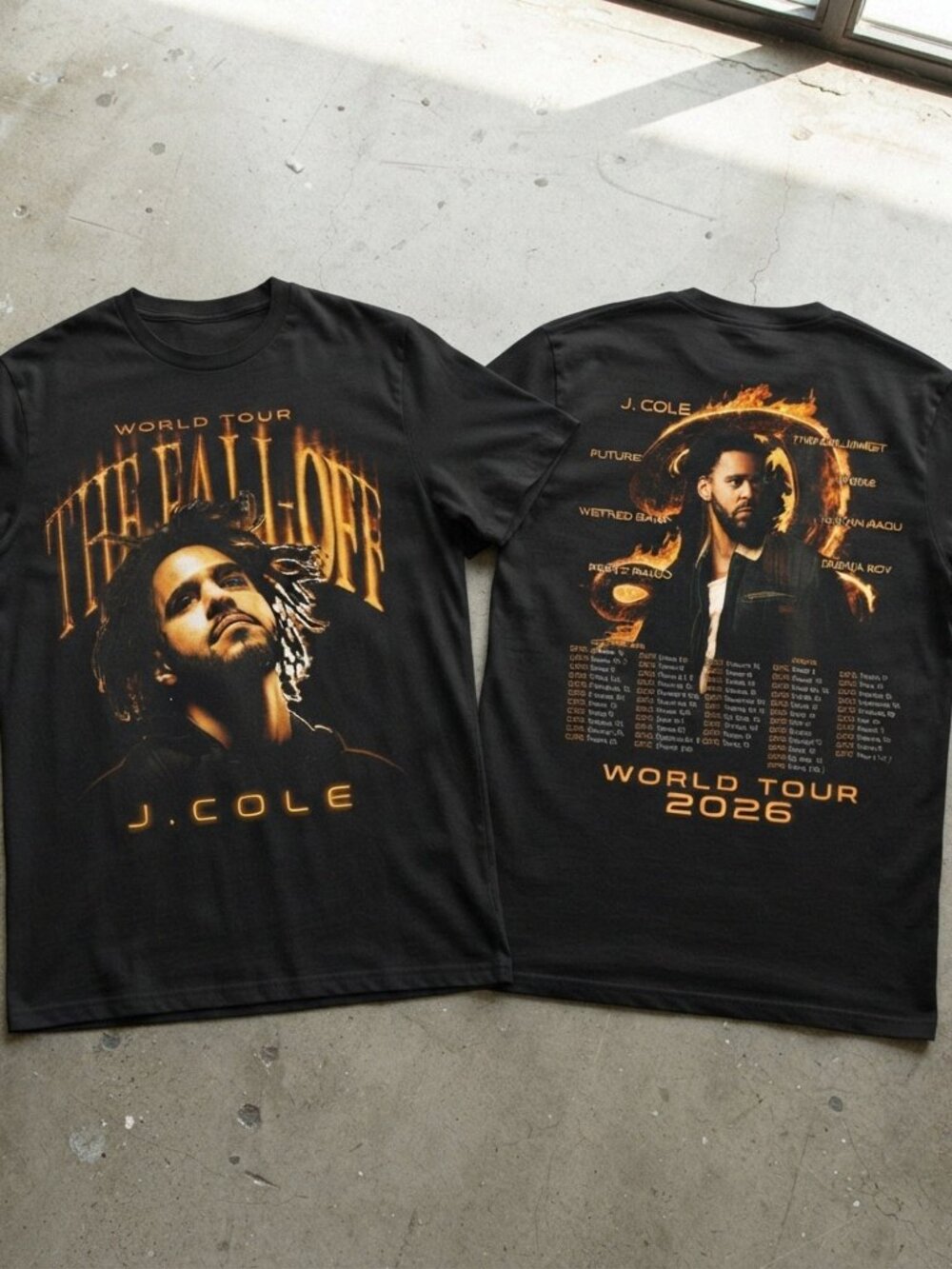 J.Cole The Fall Off World Tour 2026 Graphic T-Shirt Black